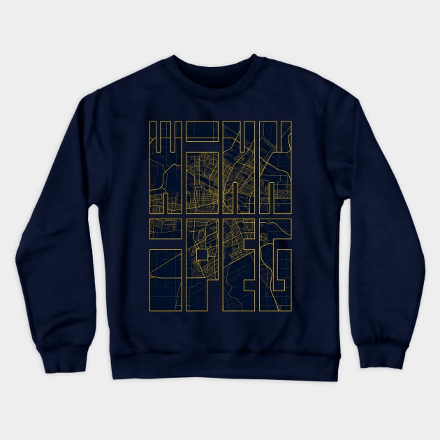 Winnipeg, Canada City Map Typography - Gold Art Deco Crewneck Sweatshirt by deMAP Studio